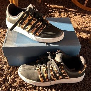 K-Swiss black leopard print sneakers